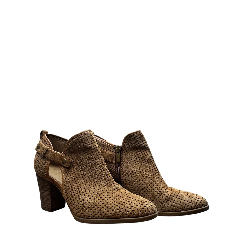 Franco Sarto Dakota ankle boots COGNAC perforated leather Womens Sz 8 Excellent